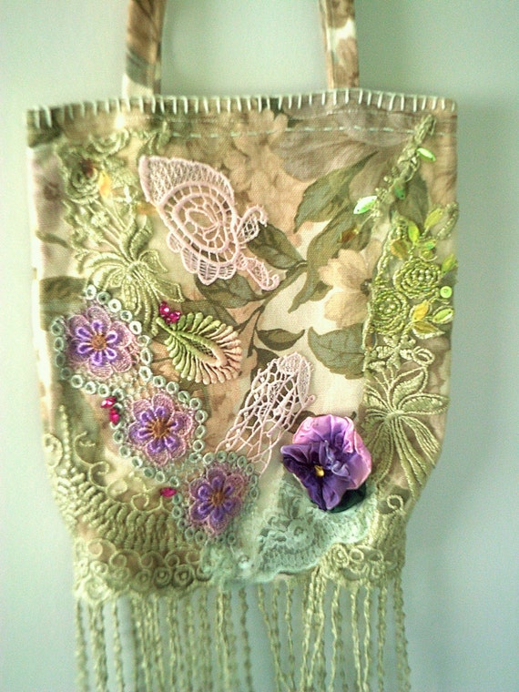 handmade purse lace handbag lace bag green lace purse WORK