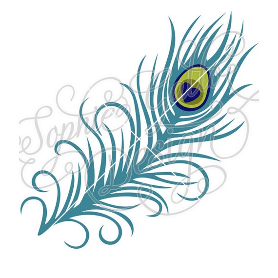 Download Long Peacock Feather Cut SVG DXF digital by SophiesPaperHouse
