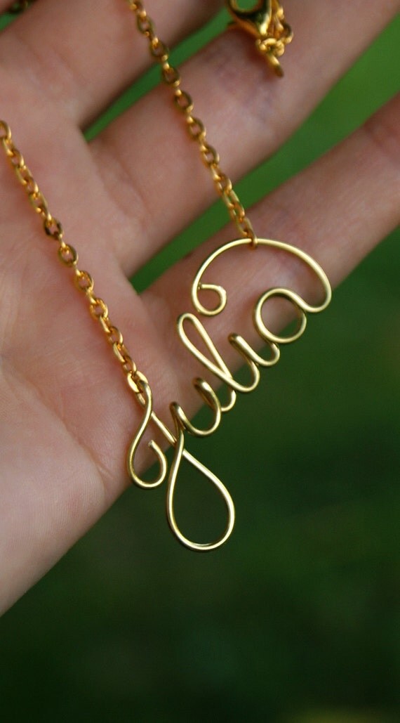 Personalized necklace wire name necklace brass wire
