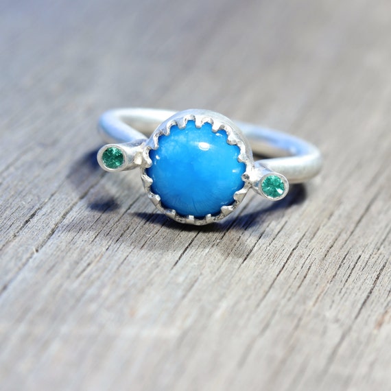 Water Blue Apatite Emerald Ring Modern Summer by NangijalaJewelry