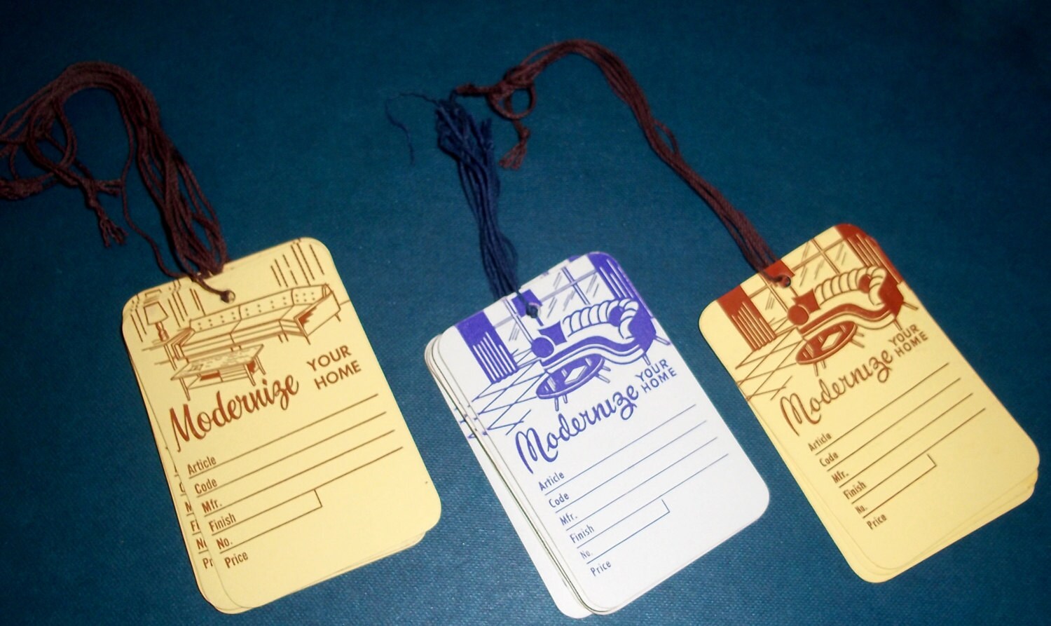 Vintage paper hanging furniture tags! Lot of 15 original tags
