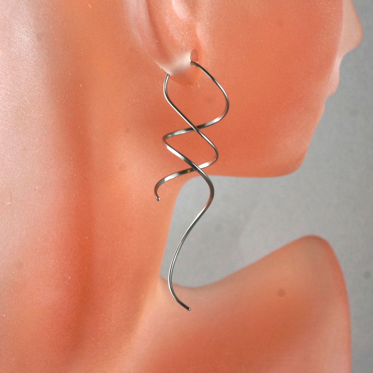 Niobium Spiral Earrings Niobium Dangle Niobium Corkscrew