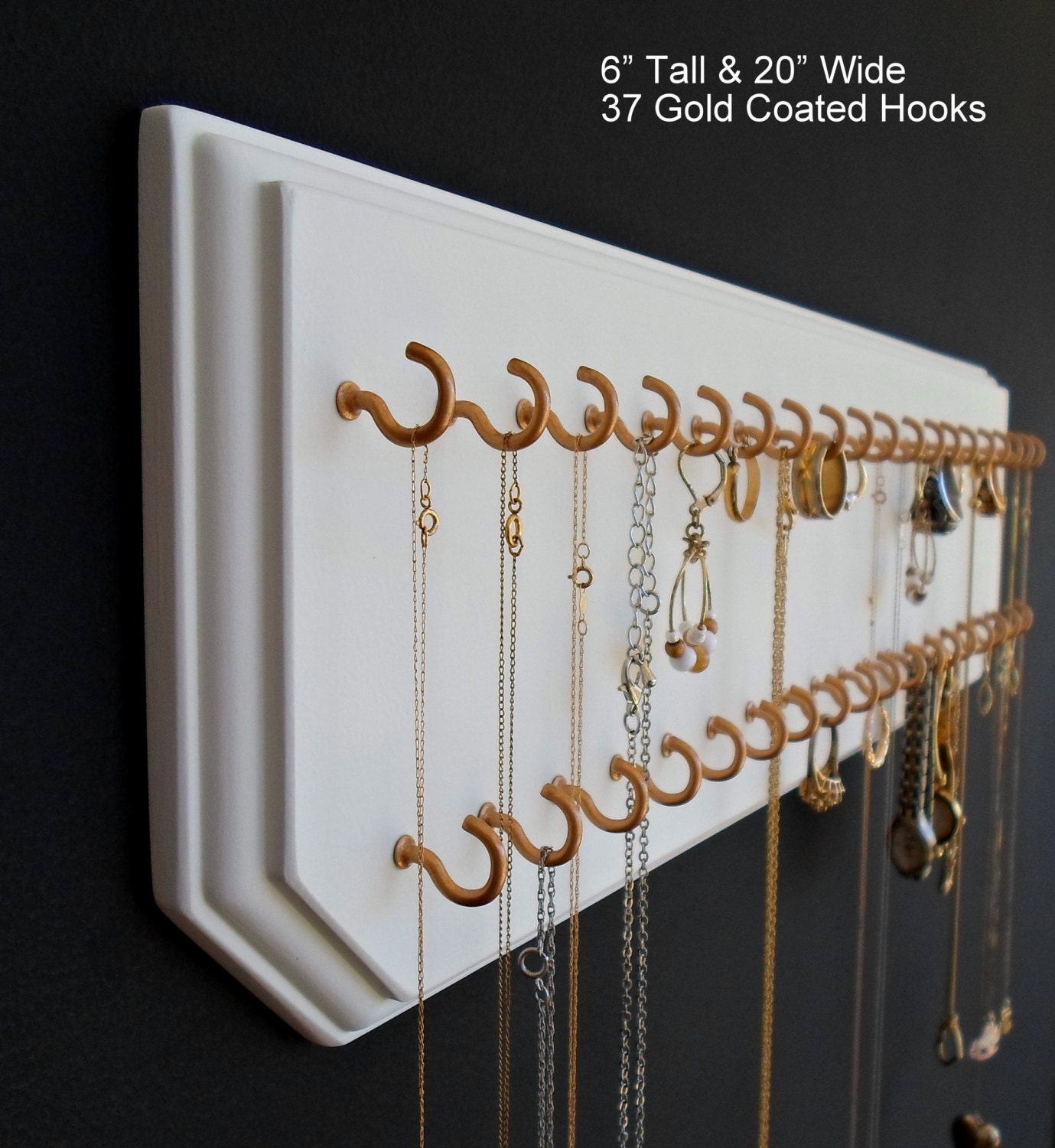 6x20White 37Gold Necklace Holder Jewelry by eznecklaceholder