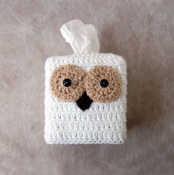 Owl Crochet Tissue Box Cover Country Cottage Home by NutmegCottage