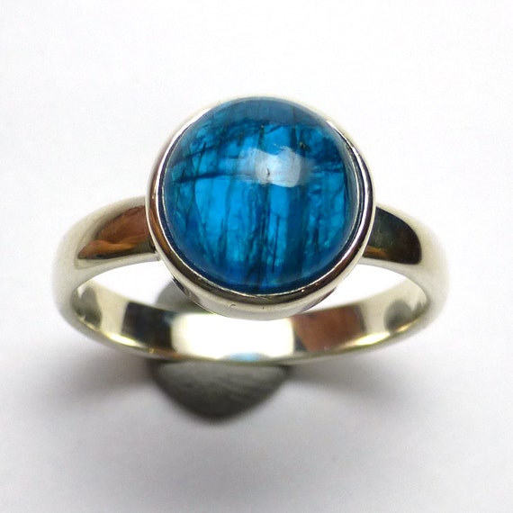 Neon Blue Apatite Ring Size 8.75 Royal Style Fancy Sterling