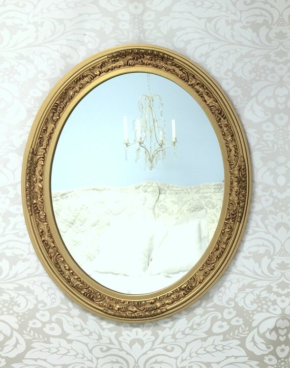 LARGE ANTIQUE MIRROR For Sale Solid Wood Aged by RevivedVintage