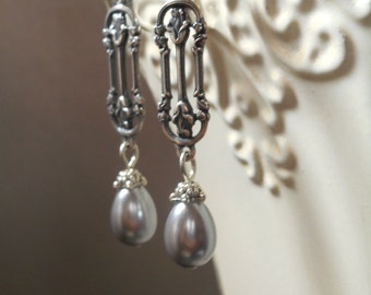 Vintage Style Jewelry - Pearl Earrings - Bridesmaid Earrings - Wedding Jewelry - Downton Abbey Style Jewelry - Gift for Her