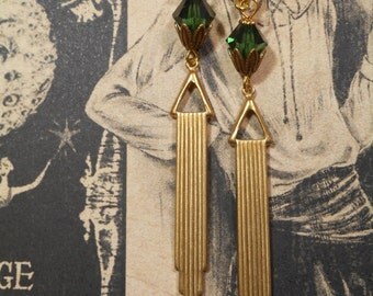 Miss Fisher Flapper Earrings - Art Deco Jewelry - Art Deco Earrings - 1920s Jewelry - Bridesmaid Gift - Downton Abbey Style Jewelry
