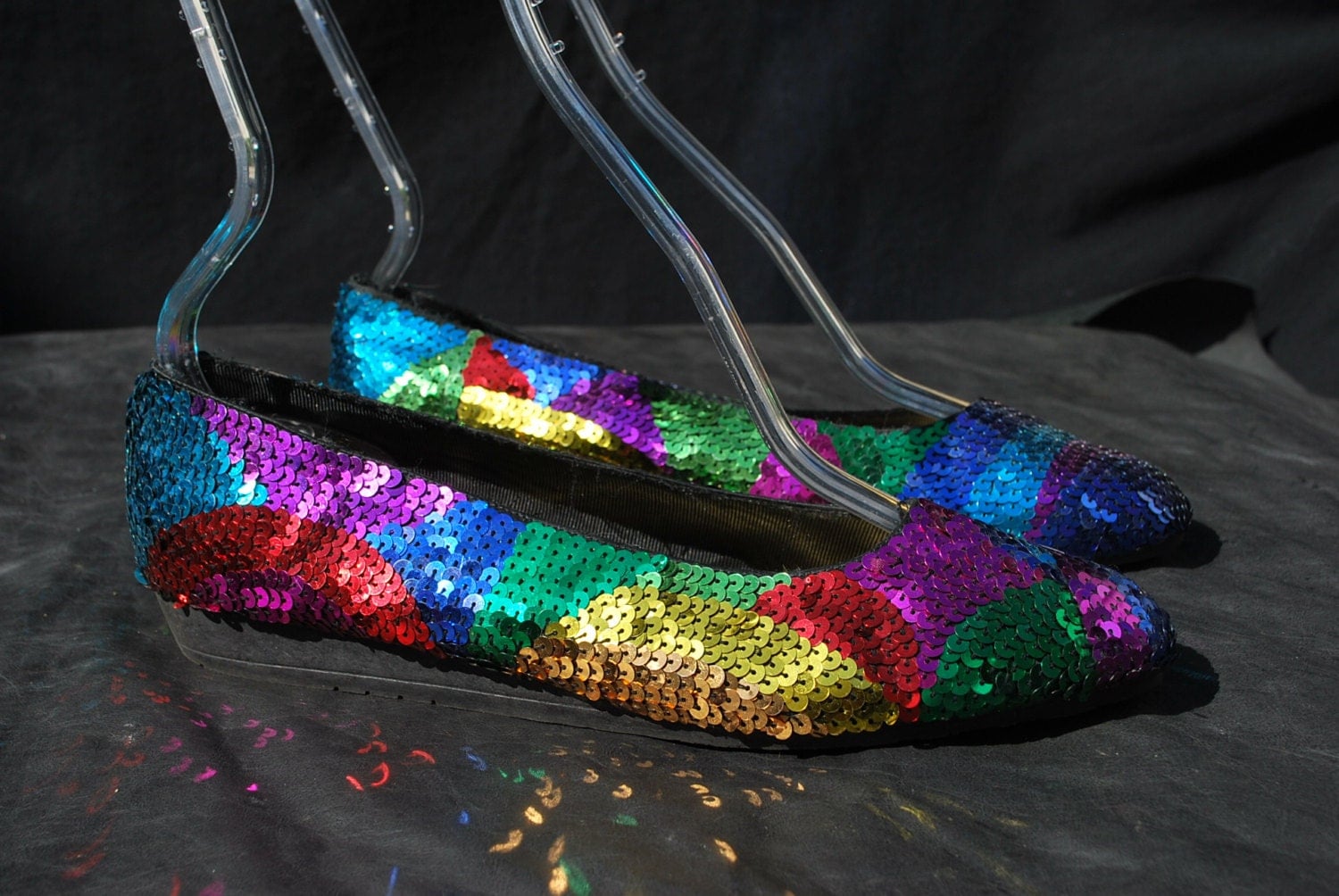 rainbow sequin heels