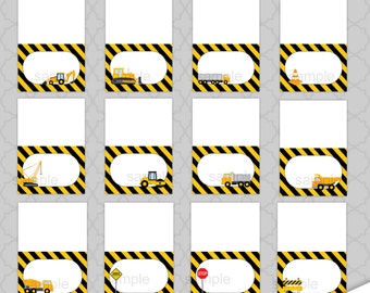 Construction Trucks Table Food Tents, boy birthday party, 12 all different printable tents, DIY buffet table signs, party table tents