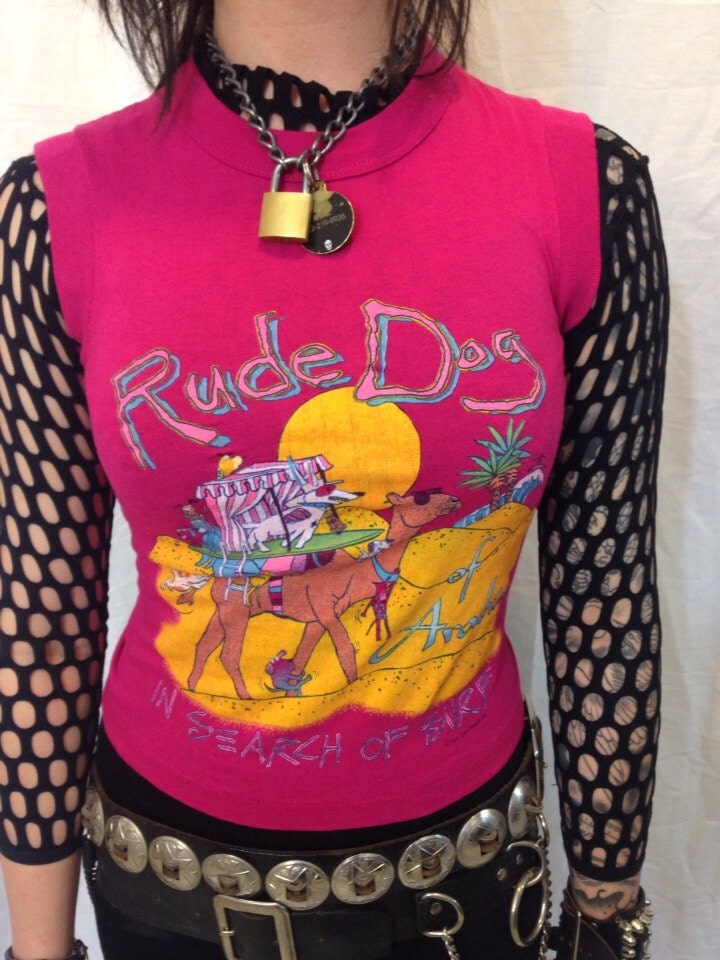 Vintage 80s RUDE DOG shirt punk new wave rocker 1980s cartoon