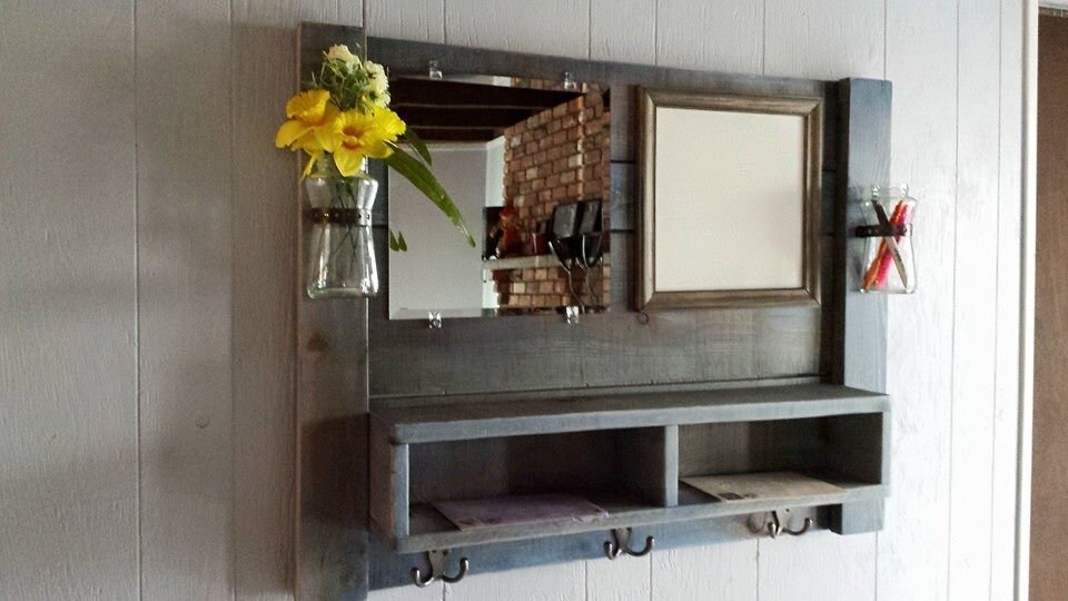 Mail organizer entryway organizer mirror by MadeWithThese2Hands