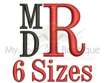 Stacked Monogram Fonts - Machine Typewriter Letters Embroidery Fonts - 6 Sizes - Instant Download