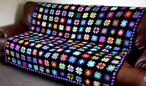 Retro Crocheted Granny Squares BLANKET Afghan BETTY