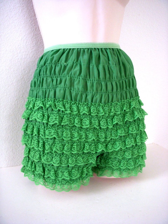 Vintage GREEN Rumba Panties High Waisted Green Lace Panties