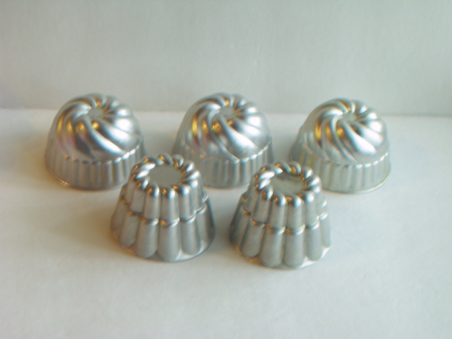 Vintage Jello Molds Aluminum Shaped Aspic Mold Set of 5 From