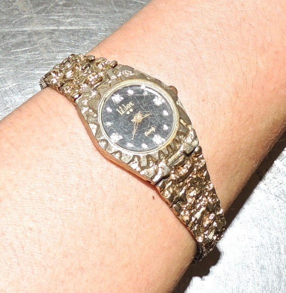 SALE vintage Le Jaye watch 1950s60s gold textured by mkmack