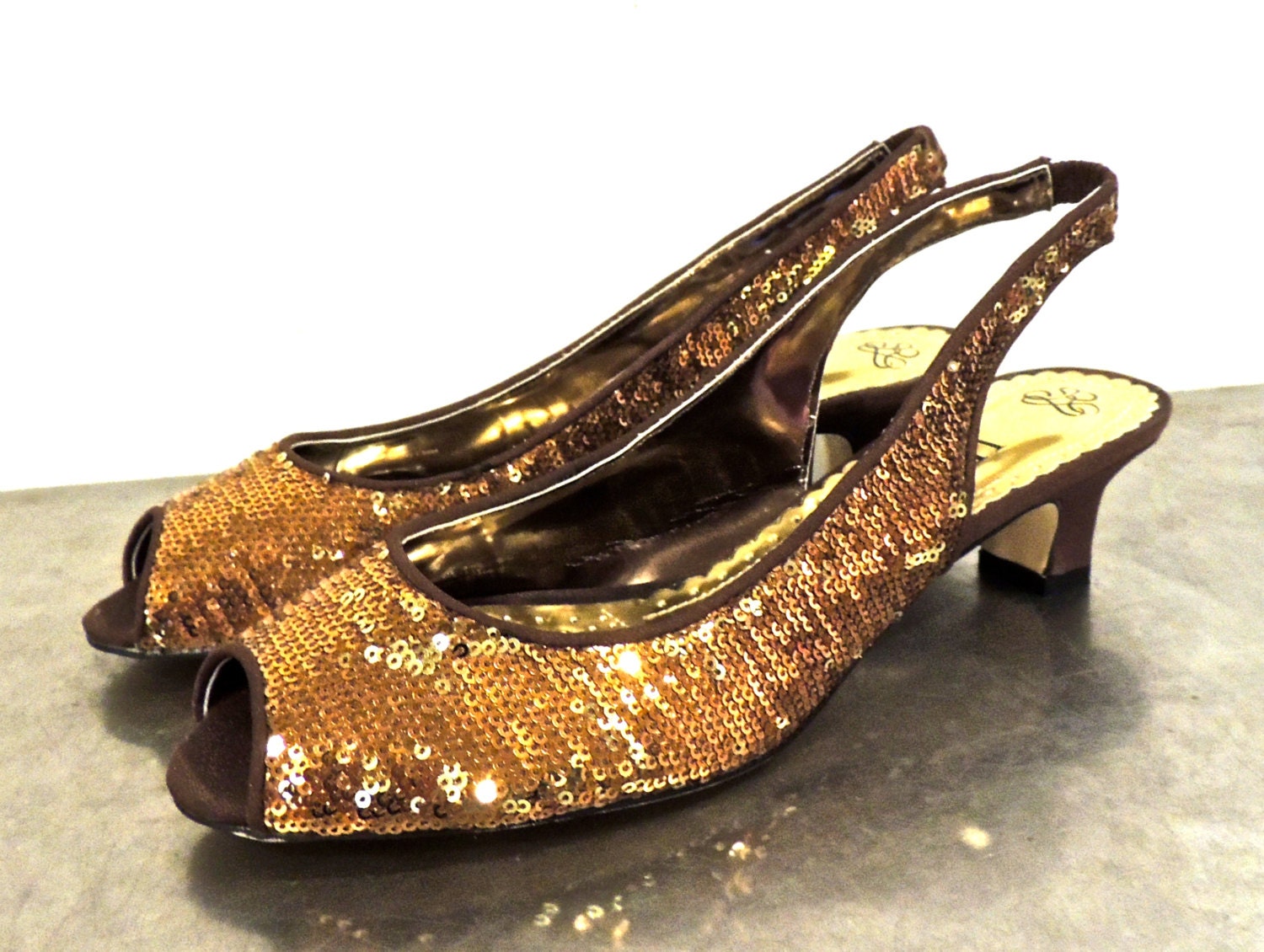 brown sequin heels