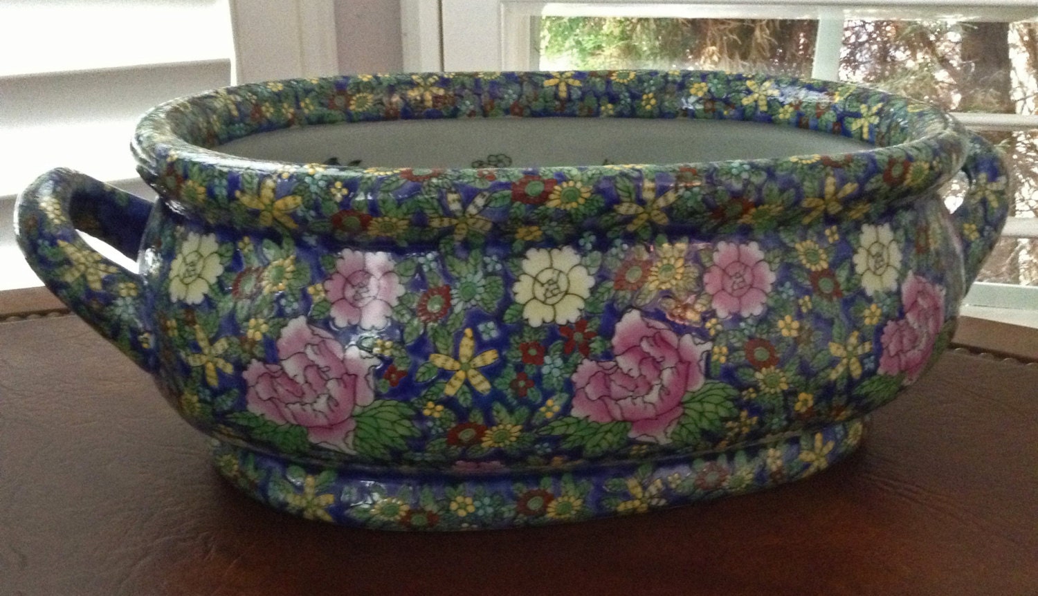 Oriental Cache Foot Bath Planter Oriental Jardiniere MINT