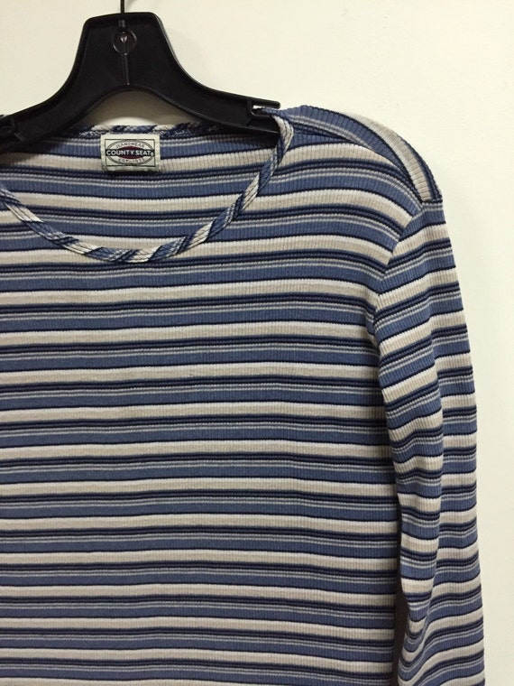 striped shirt, 90s vintage ribbed knit stripe long sleeve top, minimal ...