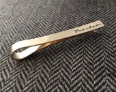 Custom tie bar, hidden message, tie clip hand stamped, personalized gold style 