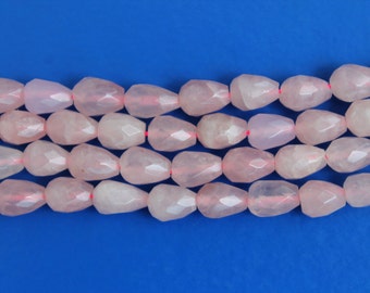 Full Strand Rose Quartz Faceted Teardrop Beads 11X8mm