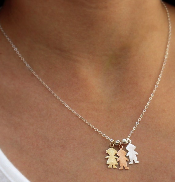 Items similar to Little Girl or Boy Necklace Sterling Silver Mommy