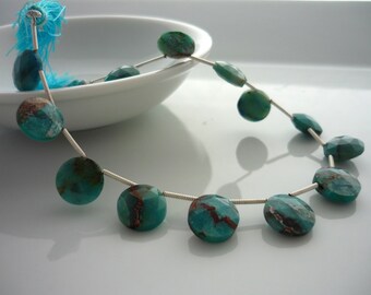 Pretty azurite faceted round briolettes 10-11mm 1/2 strand