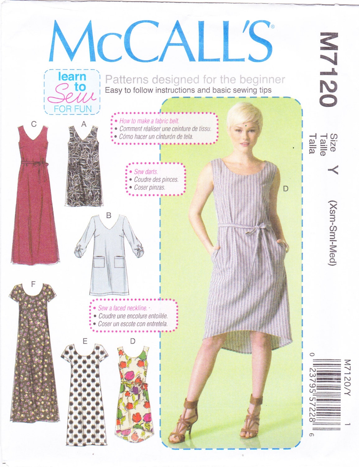 McCall's Sewing Pattern M7120 Learn To Sew by SheerWhimsyDesigns
