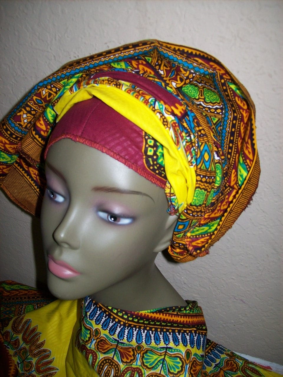 Yellow Dashiki head wrap fabric/ African head wrap/ African Scarf ...