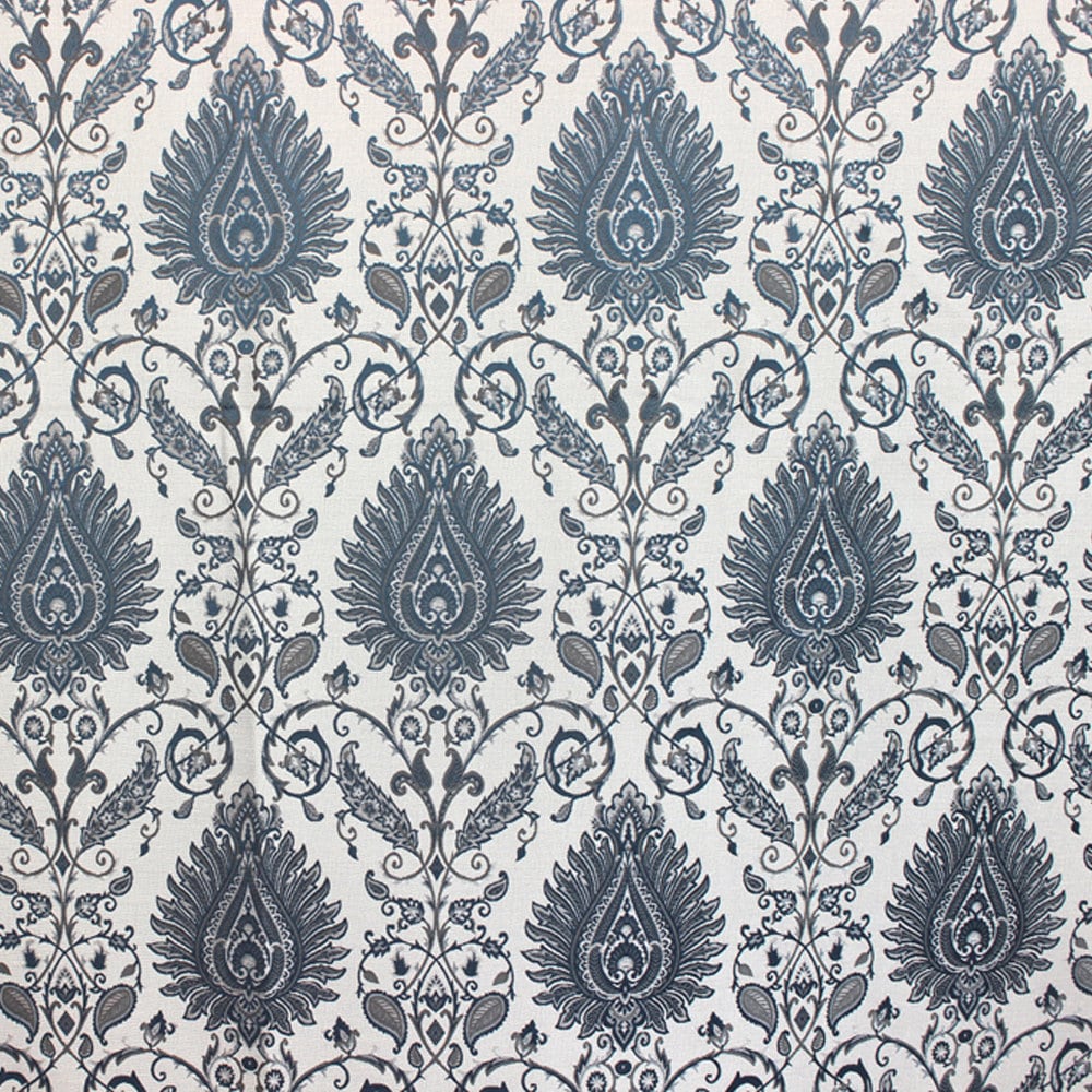 Blue Damask Jacquard Weave RI Fabric By The Yard Curtain