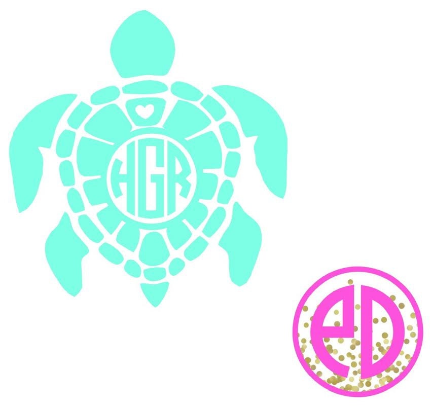 Download Turtle Monogram Decal Monogrammed Turtle Decal by PapercutzDesigns