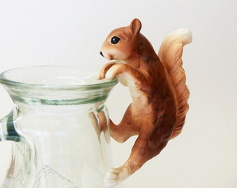 Vintage Norcrest Porcelain Squirrel - Hanging Pot Sitter/Hanger