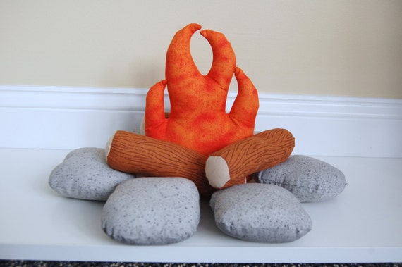 Kids Campfire, Stuffed Toy, Camping, Gray River Stones