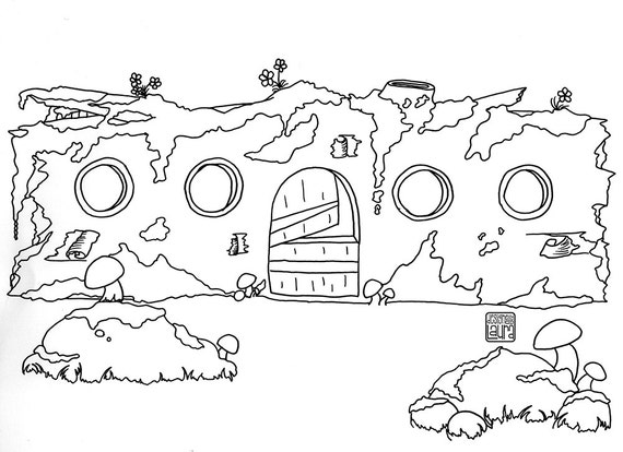Log Cabins Easy Coloring Pages