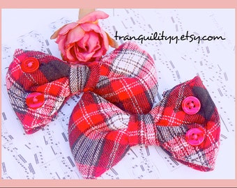 Flannel Hair Bow , Plaid Flannel Up Cycle Hair Bows , Sleeves Repurposed ,Preppy, Cosplay, Rave, Scene, Gothic, Charmed Desire Hair Play