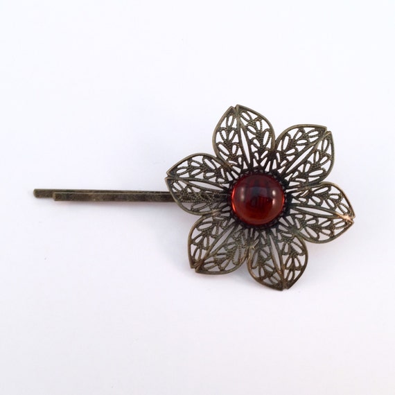 Items similar to Layla Flower Bobby Pin in Brown on Etsy