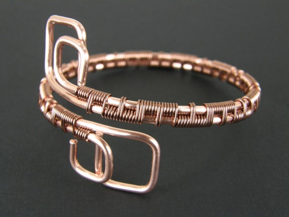Modern Wire Wrapped Copper Bracelet Womens Wire Weave Copper