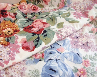 Vintage Ralph Lauren ALLISON Window Panels, 41x84 Inches, Pair, Set of 2 ... Lined Rod Pocket Drapes / Curtains, Cabbage Roses