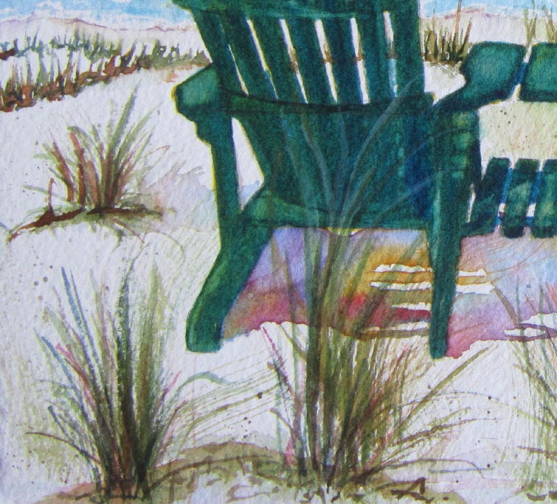 Beach Painting Beach Chair Art Print Beach by BarbaraRosenzweig