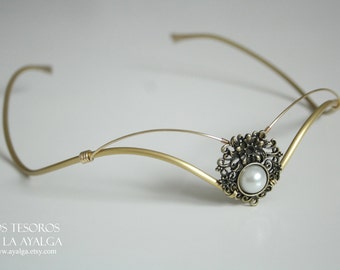 brass elvish tiara • wedding accesories • elvish headpiece . Bridal • elven tiara