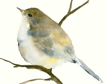 Original Watercolor Painting Little Songbird