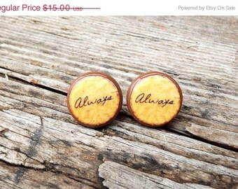 Harry Potter earrings- Hogwart jewelry- Always stud earrings- Brown earrings