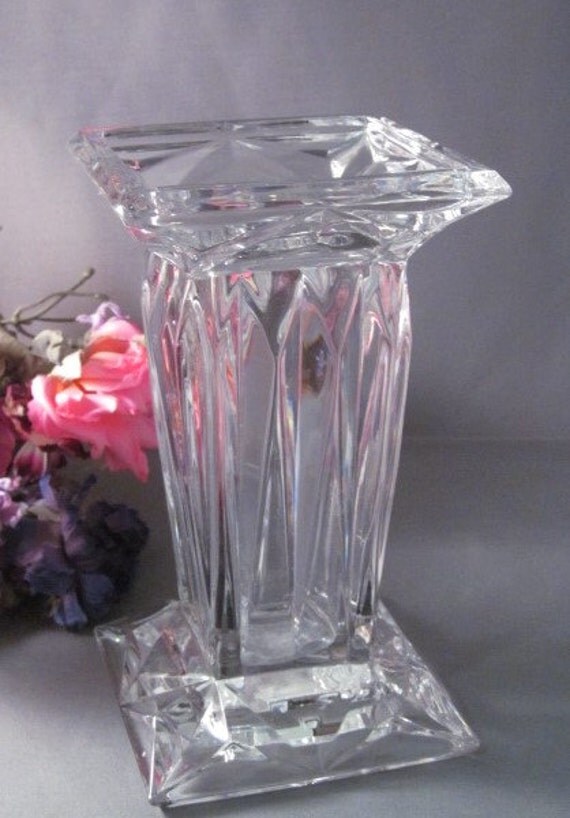Heavy Square Lead Crystal Pillar Vase 7 inch