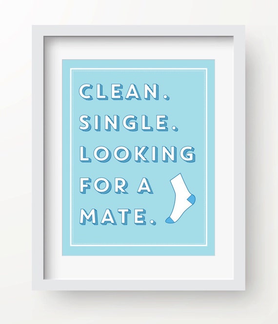 Clean. Single. Looking for a mate. Sock print laundry decor