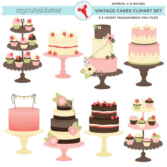 Classic Vintage Cakes Clipart Set Classic Vintage Cakes Clipart Set