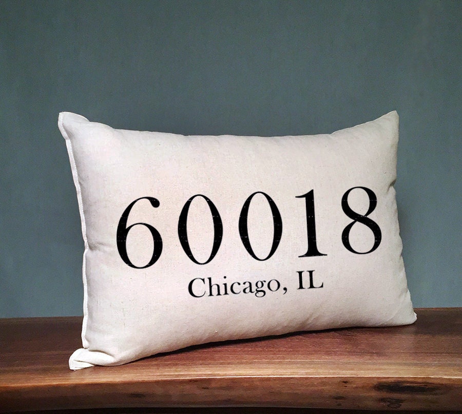 Personalized Zip Code Pillow Housewarming Gift Zip Code