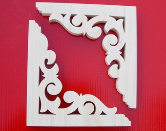 Two ( 2) Wood Shelf Brackets / Wood Screen Door Brackets / Screen Door Wood Trim