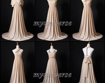 Champagne Bridesmaid Dress Wrap Convertible Dress Infinity Dress Maxi Dress Wedding Dress Plus Size Flower Girl Dress Formal Evening Gown