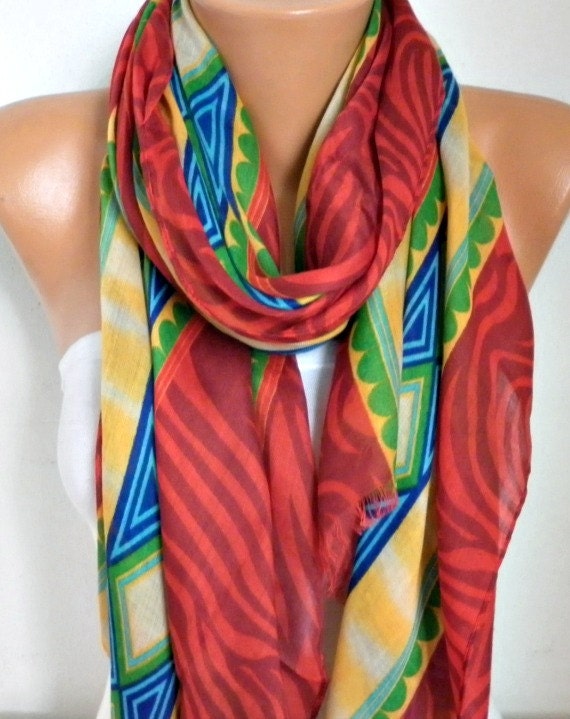Items similar to Red Cotton Scarf,Summer Scarf Cowl Bridesmaid Gift ...